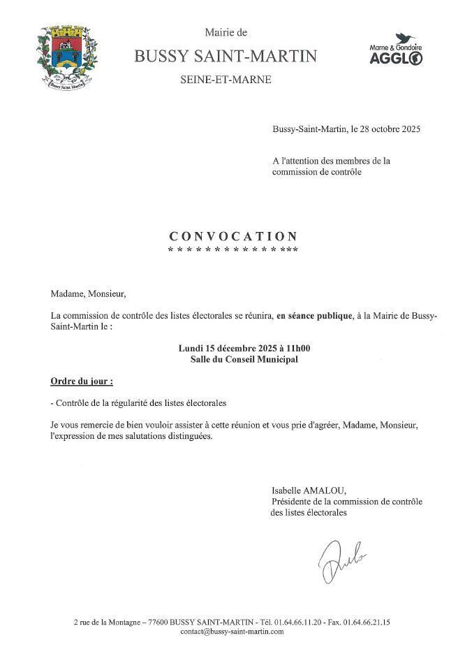 Convocation commission de contrôle des listes électorales