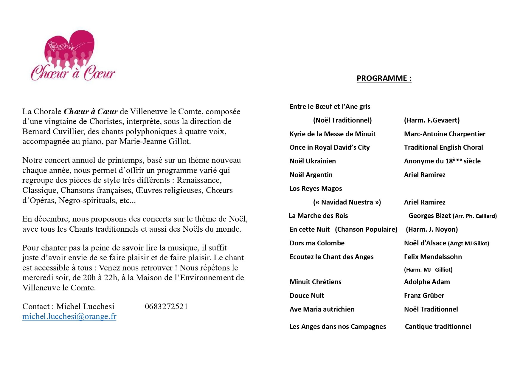 programme concert noël 2025